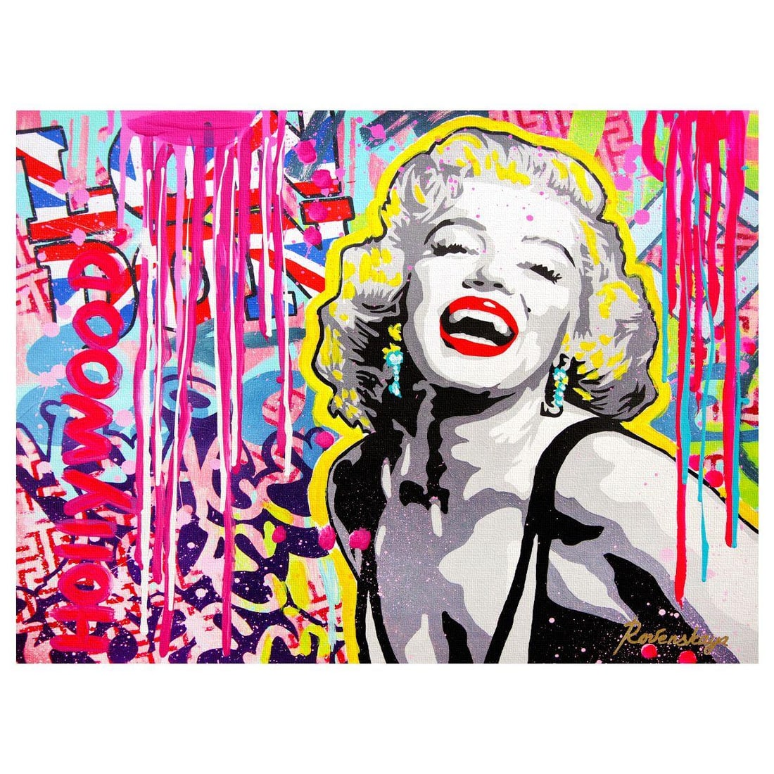 Nastya Rovenskaya- Mixed Media on Canvas "Marilyn Reloaded": Artist: Nastya Rovenskaya. Medium: Mixed Media on Canvas. Title: Marilyn Reloaded. Size: 30" x 40". Signature: Hand Signed. Certificate of Authenticity: Is included. Reference#: 30199.