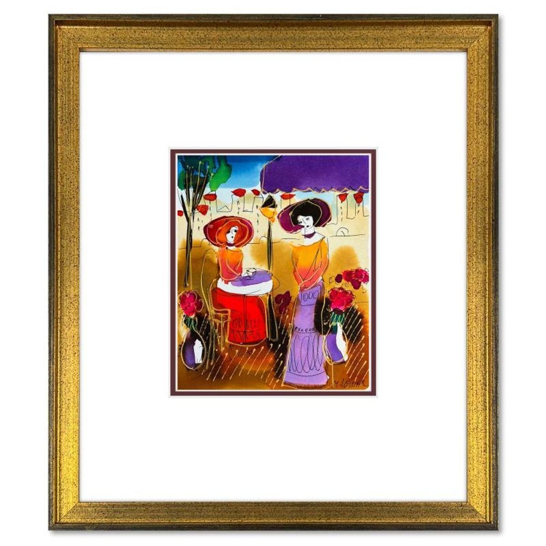 Moshe Leider, Framed Original Mixed Media Watercolor Painting, Hand Signed with Letter of: This is an original mixed media watercolor painting on paper by Moshe Leider. Hand signed by the artist, this piece comes custom framed and includes a Letter of Authenticity. Measures approximately 15