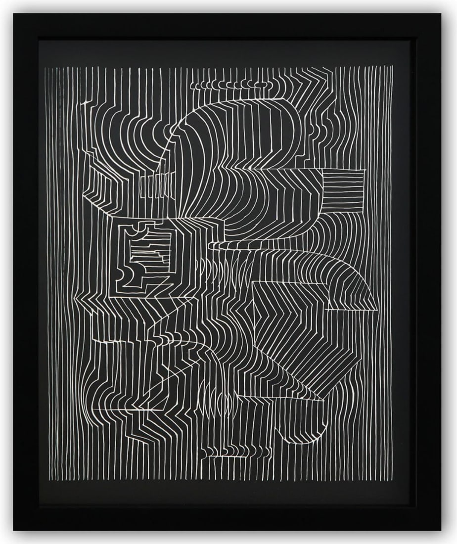 Victor Vasarely- Heliogravure Print "Untitled": Artist: Victor Vasarely. Medium: Heliogravure Print. Title: Untitled. Size: 14" x 11". Measures approx. 15" x 12" (framed). Additional: Custom Framed. Reference#: 21582.