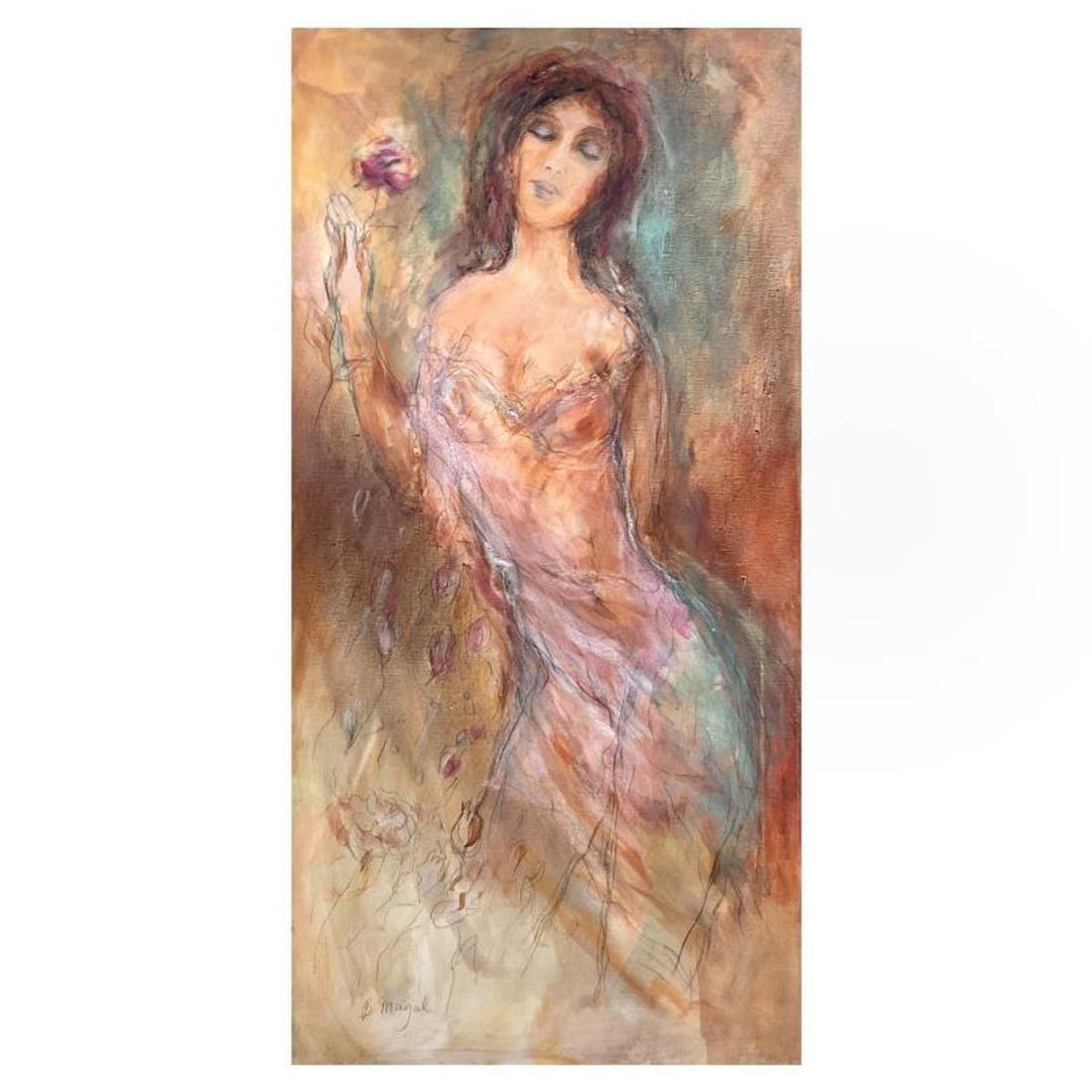 Batia Magal, Original Acrylic Painting on Canvas, Hand Signed with Letter of Authenticity.: This is an original acrylic painting on canvas by Batia Magal, hand signed by the artist. Includes Letter of Authenticity. Measures approx. 43" x 21" (image).
