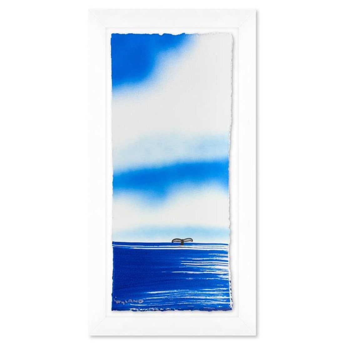 Wyland, "Fluke" Framed, Hand Signed Original Painting with Letter of Authenticity.: Fluke is an original painting acrylic on deckle edge paper by Wyland. Hand signed by the artist, the piece comes custom framed and with a letter of authenticity. Measures approximately 26.5" x 14.5" (