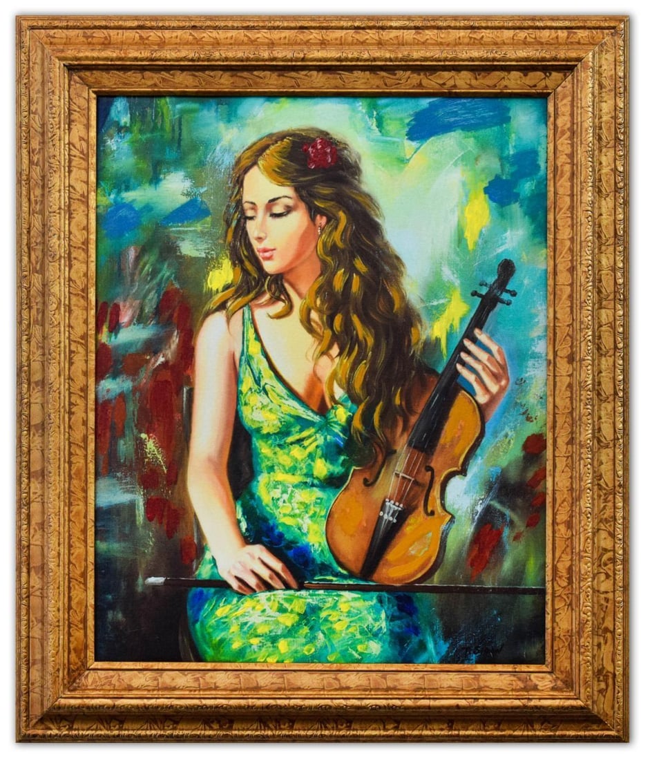 Taras Sidan- Hand Embellished Giclee on Canvas "Lexi": Artist: Taras Sidan. Medium: Hand Embellished Giclee on Canvas. Title: Lexi. Size: 20" x 16". Measures approx. 23" x 19" (framed). Signature: Hand Signed by the artist. Certificate of Authenticity: Fr