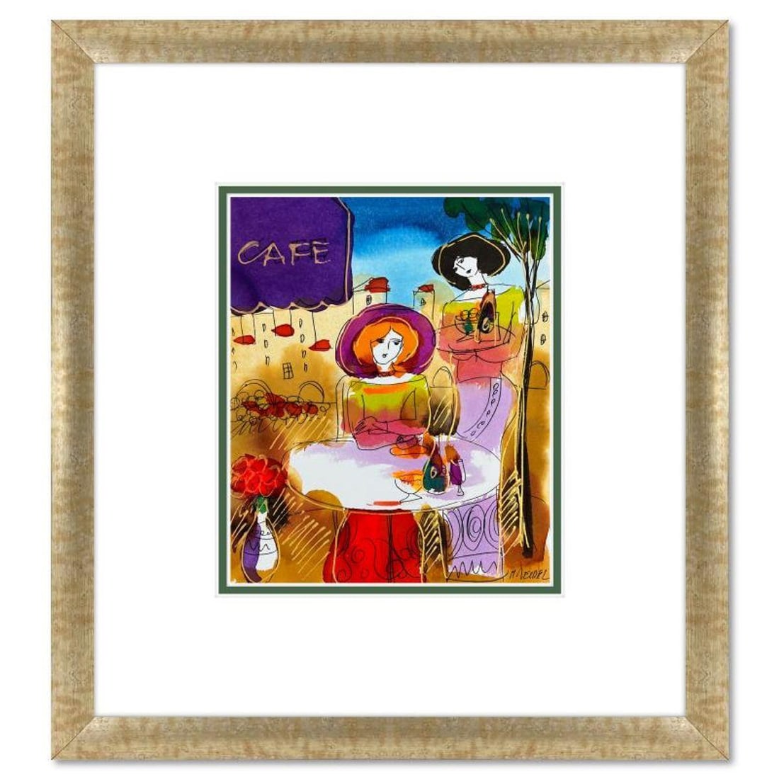 Moshe Leider, Framed Original Mixed Media Watercolor Painting, Hand Signed with Letter of: This is an original mixed media watercolor painting on paper by Moshe Leider. Hand signed by the artist, this piece comes custom framed and includes a Letter of Authenticity. Measures approximately 16