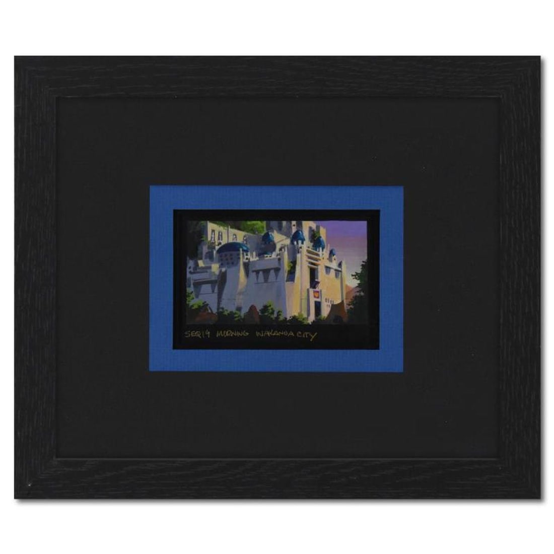 Marvel Comics, "Seq 19 Morning Wakanda City" Framed Original Story Board Production Painting with: Seq 19 Morning Wakanda City is an original story board production painting on paper from the Marvel animated series Avengers: Earth's Mightiest Heroes. This piece comes framed and includes Letter of
