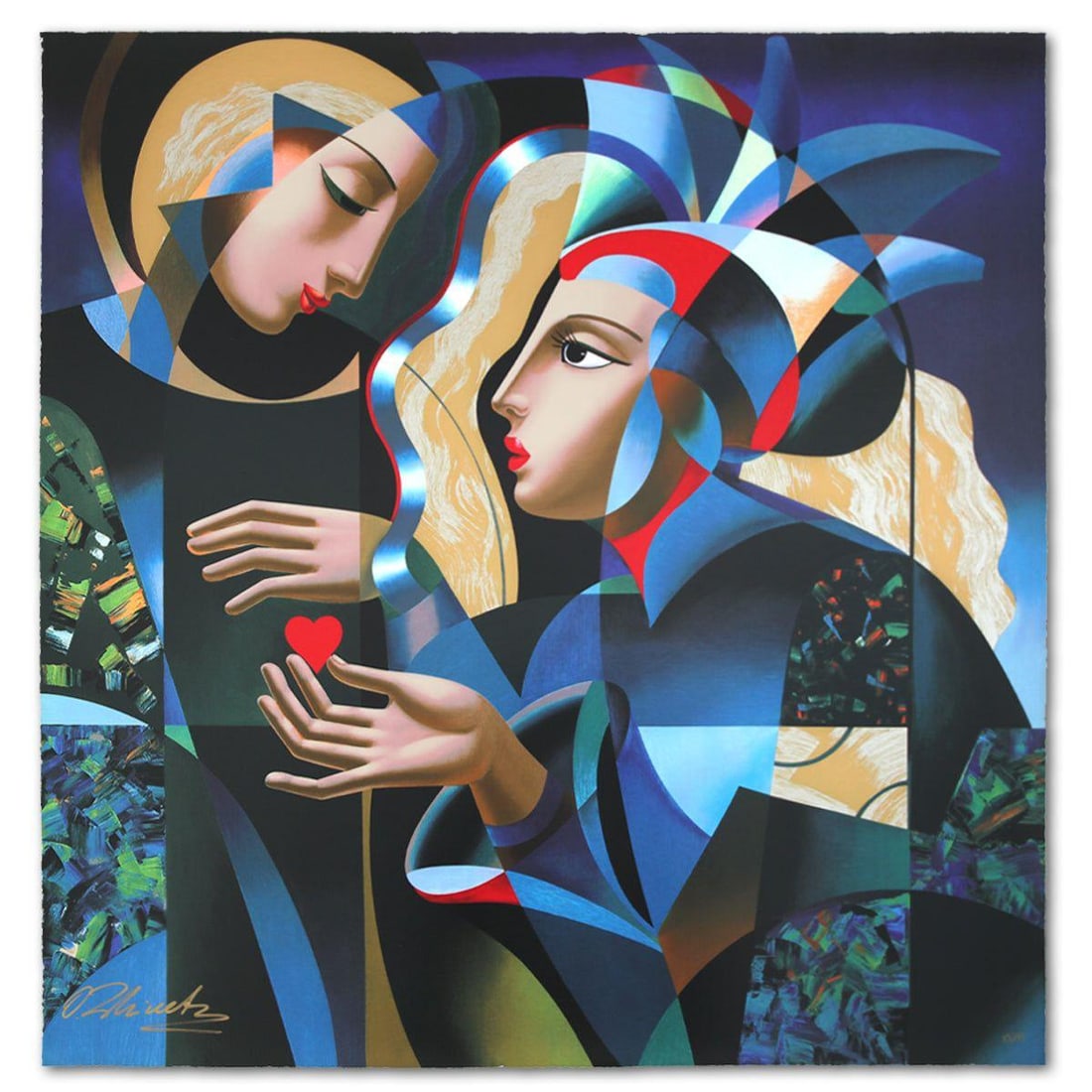 Oleg Zhivetin- Silkscreen "Tender Heart": Artist: Oleg Zhivetin. Medium: Silkscreen. Title: Tender Heart. Size: 36" x 36". Signature: Hand signed and numbered. Reference#: 74697.