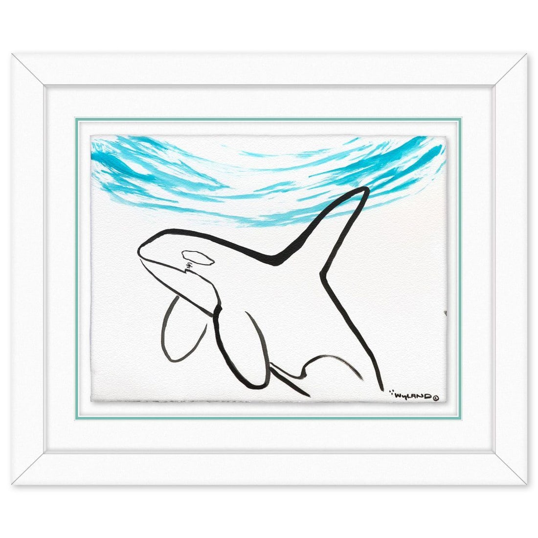Wyland- Original Sumi Ink Painting "Orca": Artist: Wyland. Medium: Original Sumi Ink Painting. Title: Orca. Size: 23" x 30". Measures approx. 26" x 43" (framed). Signature: Hand signed by the artist. Certificate of Authenticity: Is included. R