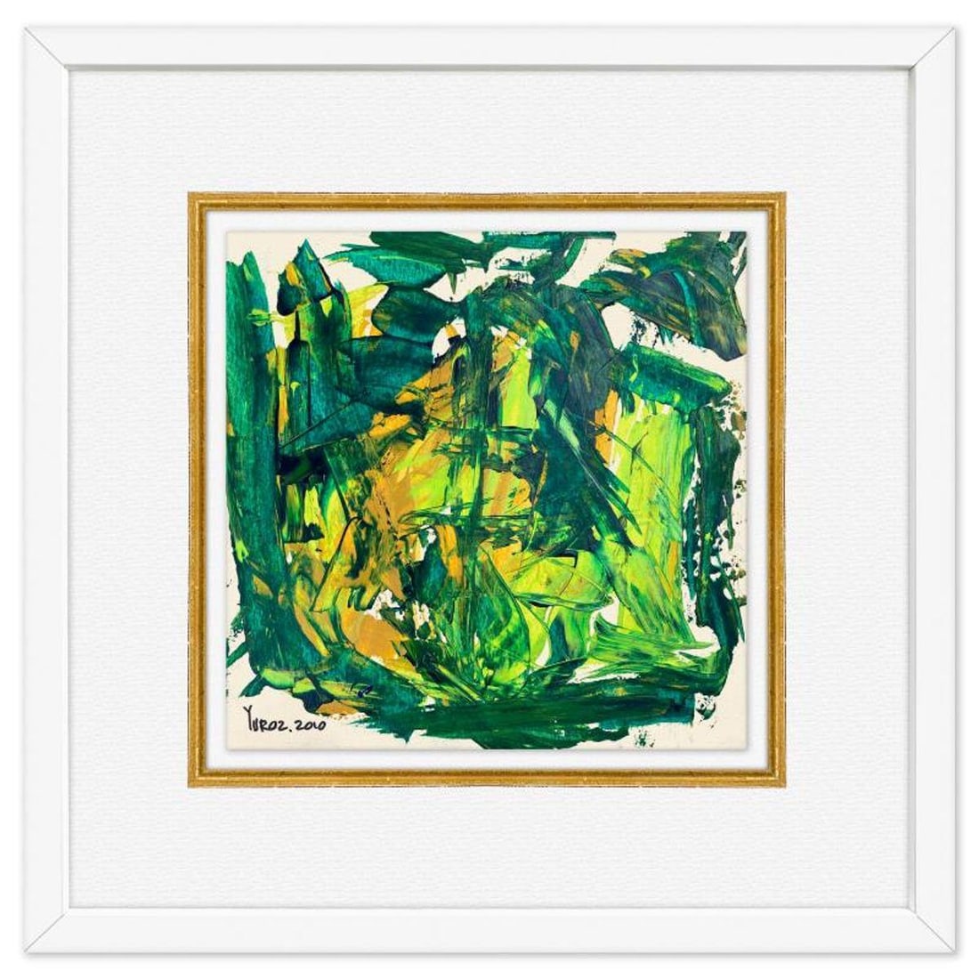 Yuroz, Framed Original Painting, Hand Signed with Letter of Authenticity.: This is an original painting on paper by Yuroz, hand signed by the artist. This piece comes custom framed on linen. Includes Letter of Authenticity. Measures approx. 18" x 18" (frame), 10" x 10" (imag