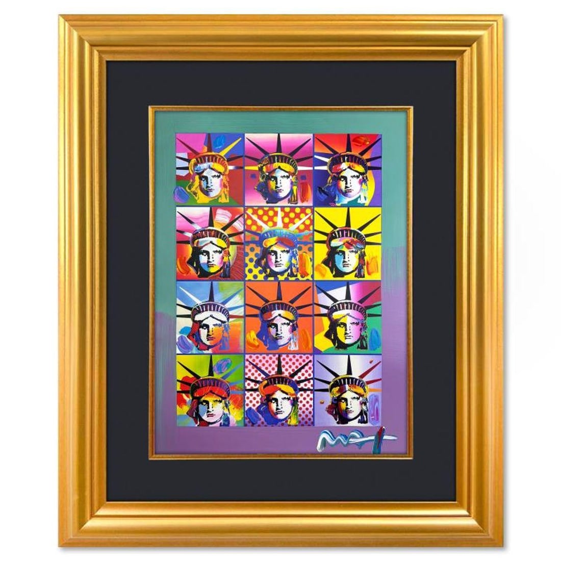 Peter Max, "Liberty & Justice" Framed One-of-a-Kind Mixed Media, Hand Signed with Registration (1 of 2)