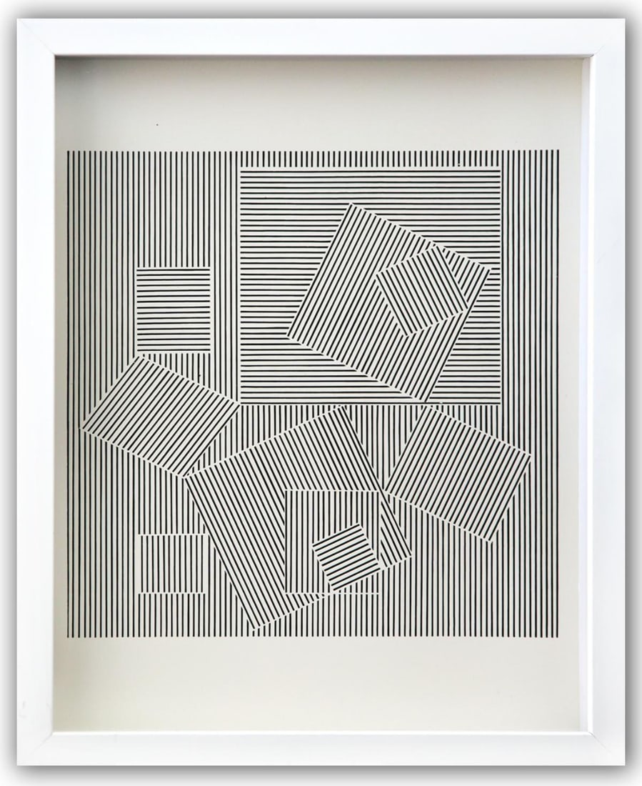 Victor Vasarely- Heliogravure Print "Untitled": Artist: Victor Vasarely. Medium: Heliogravure Print. Title: Untitled. Size: 13" x 10". Measures approx. 15" x 12" (framed). Additional: Custom Framed. Reference#: 21528.