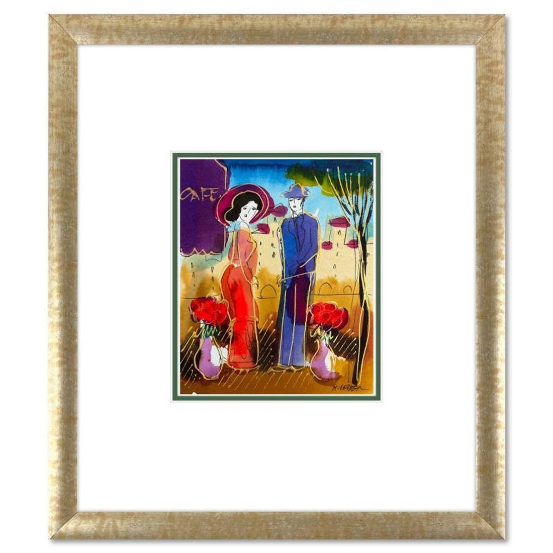 Moshe Leider, Framed Original Mixed Media Watercolor Painting, Hand Signed with Letter of (1 of 2)