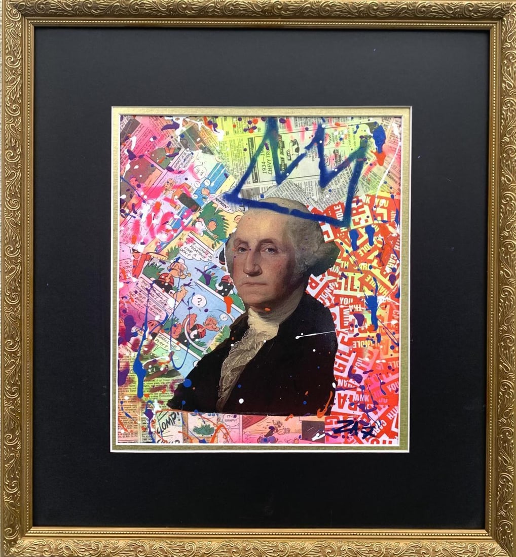 E.M. Zax- Unique mixed media collage "Washington" (1 of 2)