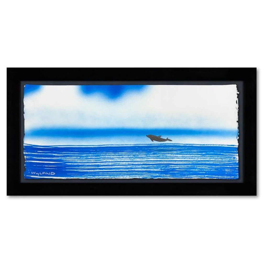 Wyland, "Dolphin" Framed, Hand Signed Original Painting with Letter of Authenticity.: Dolphin is an original painting acrylic on deckle edge paper by Wyland. Hand signed by the artist, the piece comes custom framed and with a letter of authenticity. Measures approximately 14.5" x 26.5"
