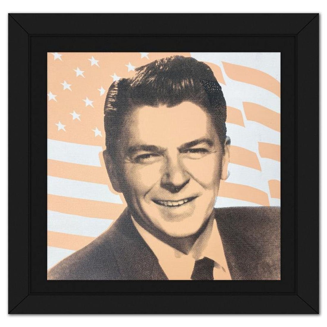 Steve Kaufman (1960-2010), "President Regan" Framed Hand Pulled Limited Edition Silscreen, Numbered: President Regan is a hand pulled limited edition silkscreen on canvas by Andy Warhol protege, Steve Kaufman (1960-2010), numbered PP 3/50 inverso and hand signed by the artist. This piece comes custom