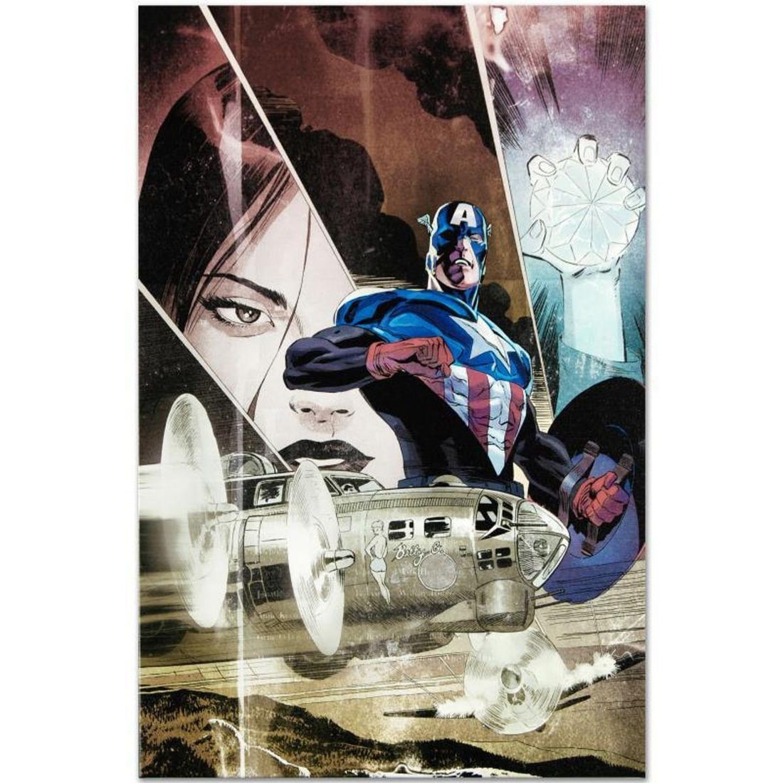 Marvel Comics "Captain America: Forever Allies #3" Numbered Limited Edition Giclee on Canvas by Lee: A piece of comic book history, this limited edition, from original art by Lee Weeks, depicts the classic character Captain America. Starting his comic book career in the 1980s, Lee Weeks has worked on