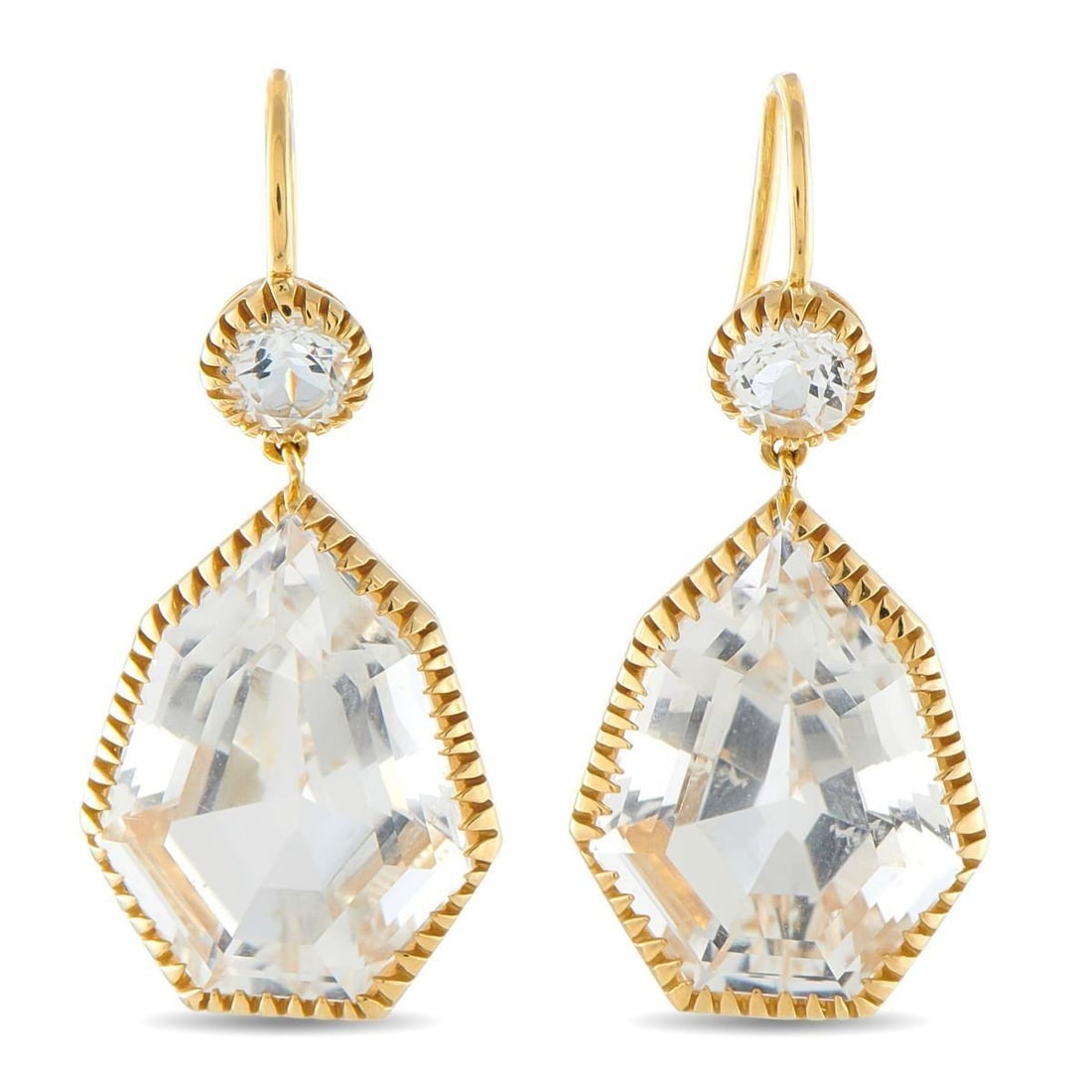 VERDURA BYZANTINE 18K YELLOW GOLD WHITE TOPAZ DROP EARRINGS (1 of 4)