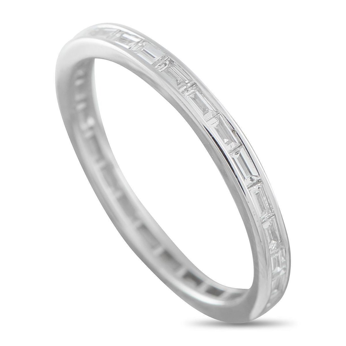 18K WHITE GOLD 0.42CT DIAMOND ETERNITY BAND RING: Diamonds with a total weight of 0.42 carats serve as a stunning focal point on this timeless eternity band ring. A simple 18K White Gold setting beautifully showcases the sparkling gemstones at the ce