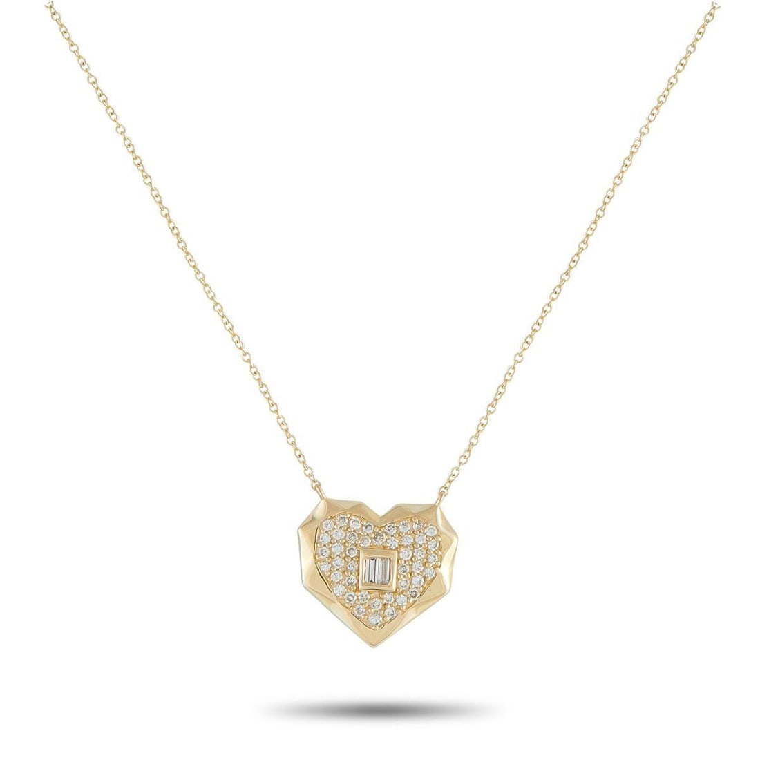 14K YELLOW GOLD 0.40CT DIAMOND HEART PENDANT NECKLACE: This necklace is designed to make a statement. Artistic details make the heart-shaped pendant incredibly captivating, while sparkling Diamonds totaling 0.40 carats ensure it continually catches the li