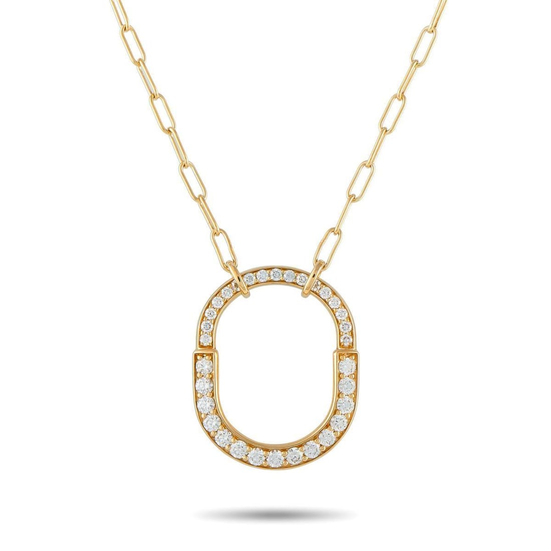 TIFFANY & CO. 18K YELLOW GOLD 1.25CT DIAMOND LOCK PENDANT NECKLACE: The Tiffany & Co. Lock collection traces back to an 1883 padlock preserved in the Tiffany archives, reworked into jewelry meant to represent protection, permanence, and personal connection. This penda