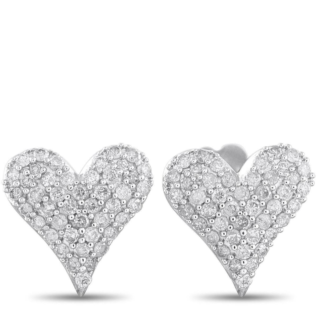 14K WHITE GOLD 0.25CT DIAMOND HEART EARRINGS: These heart-shaped earrings are simply exquisite. The charming 14K White Gold setting comes to life thanks to sparkling Diamonds totaling 0.25 carats - making them a perfect gift for anyone who has ca