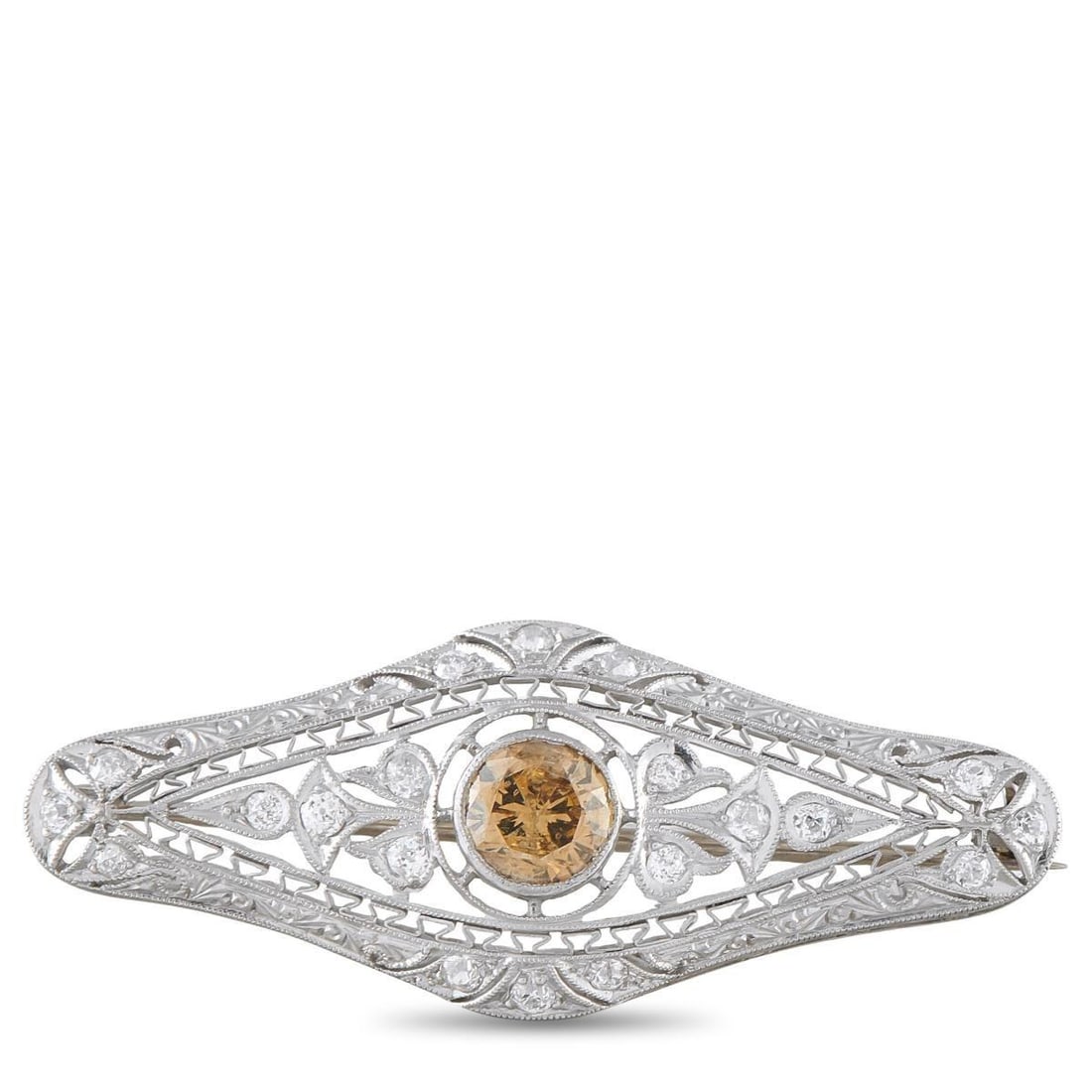PLATINUM 1.35CT DIAMOND EDWARDIAN BROOCH (1 of 3)