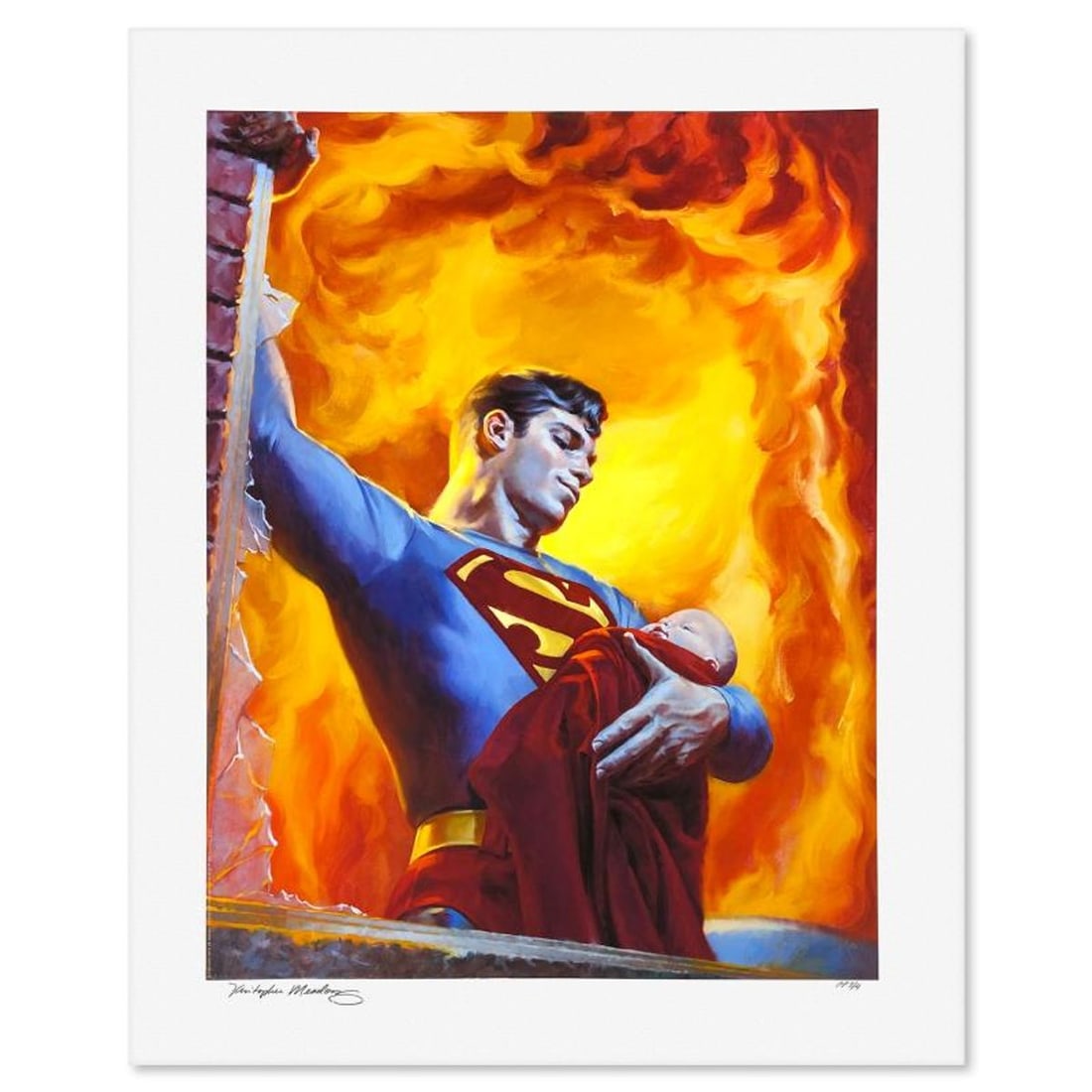 DC Comics & Kristopher Meadows, "Saving Grace: A Hero's Rescue" Limited Edition, PP Numbered 3/4 and: Saving Grace: A Hero's Rescue is a limited edition giclee on paper from DC Comics and Kristopher Meadows, PP numbered 3/4 and bearing the authorized signature of the artist. Includes Letter of Authent
