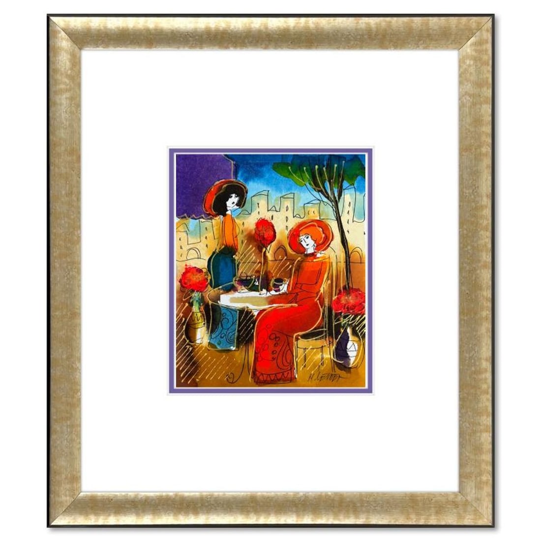 Moshe Leider, Framed Original Mixed Media Watercolor Painting, Hand Signed with Letter of: This is an original mixed media watercolor painting on paper by Moshe Leider. Hand signed by the artist, this piece comes custom framed and includes a Letter of Authenticity. Measures approximately 15