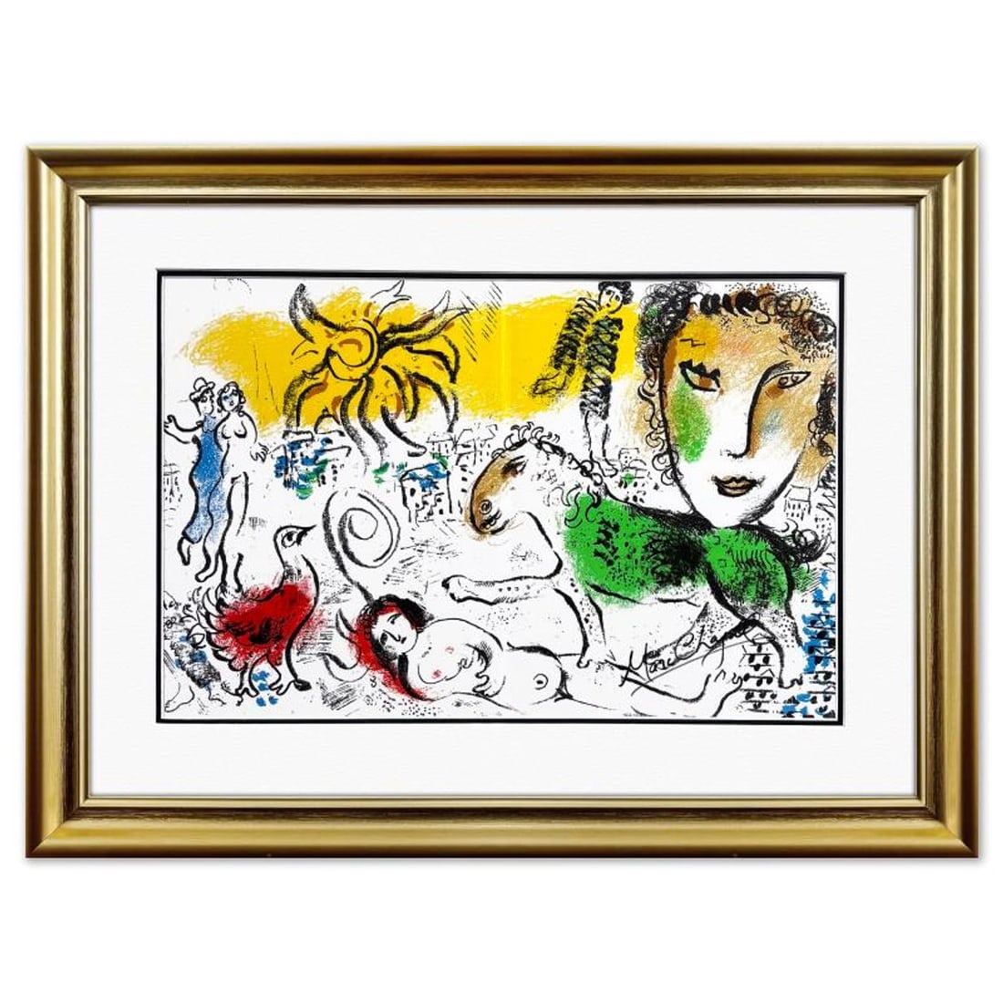 Marc Chagall (1887-1985), "Homecoming (The Green Horse)" Framed Lithograph, Signed with Letter of (1 of 2)