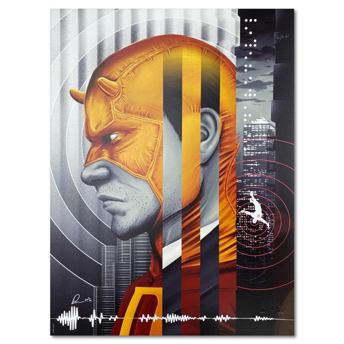 Doaly, "Daredevil: The Man Without Fear" Limited Edition, PP Numbered 3/4 and Signed with Letter of: Daredevil: The Man Without Fear is a limited edition giclee on paper by Doaly, PP numbered 3/4 and bearing the authorized signature of the artist. Includes Letter of Authenticity. Measures approx. 24"