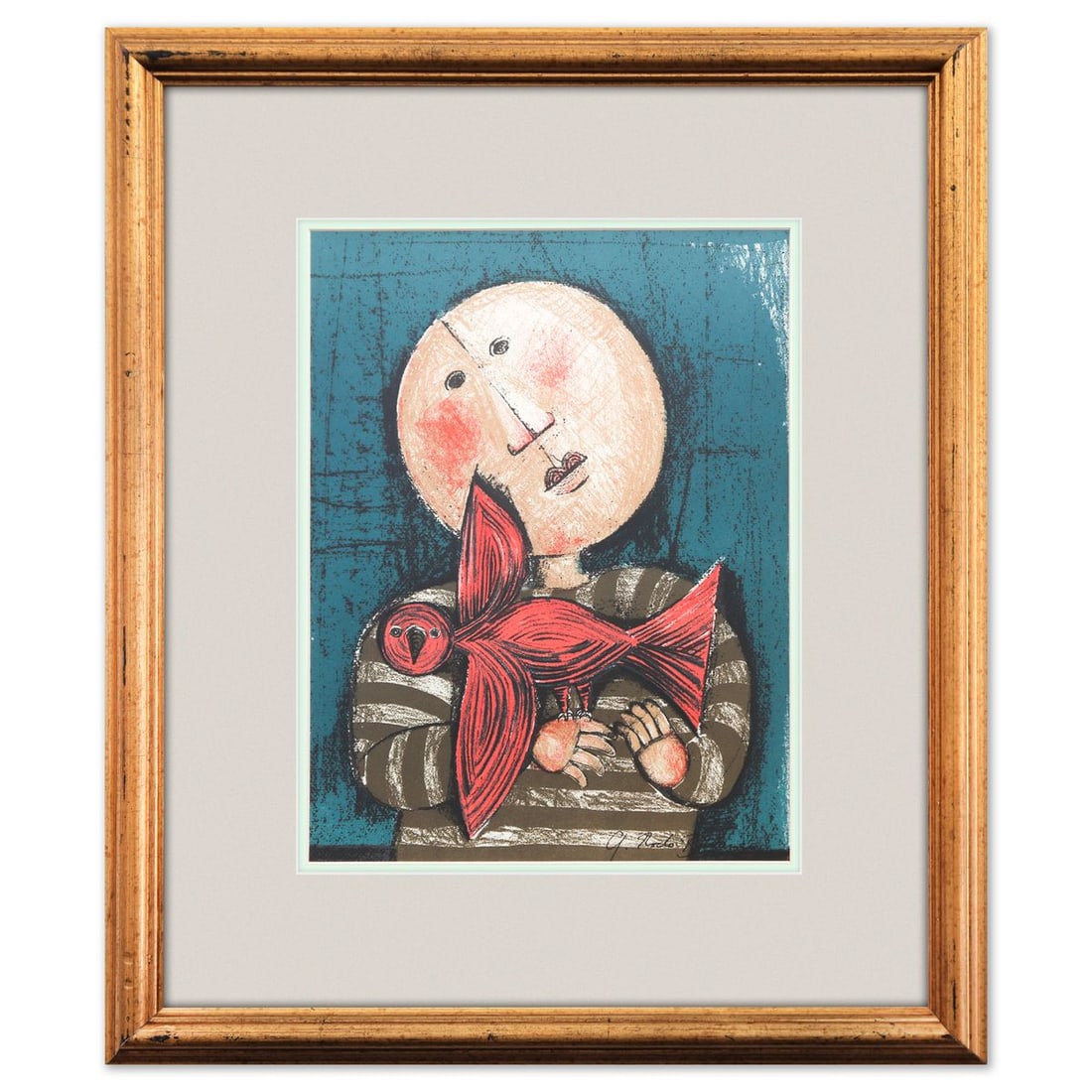 Graciela Rodo Boulanger- Lithograph "Les Oiseaux": Artist: Graciela Rodo Boulanger. Medium: Lithograph. Title: Les Oiseaux. Size: 13" x 10". Measures approx. 21" x 18" (framed). Signature: Plate Signed. Reference#: 10199.