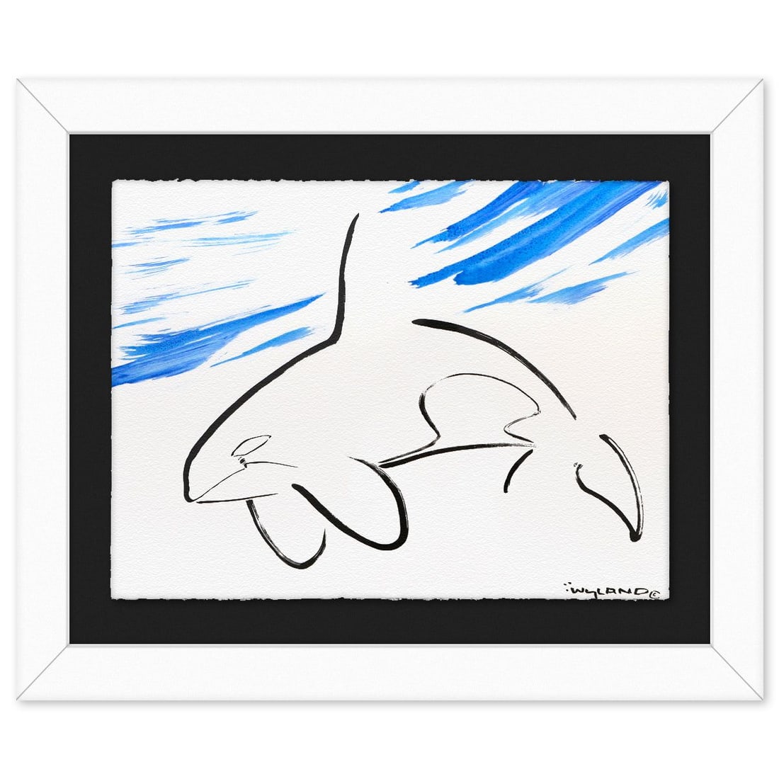 Wyland- Original Sumi Ink Painting "Orca": Artist: Wyland. Medium: Original Sumi Ink Painting. Title: Orca. Size: 23" x 30". Measures approx. 33" x 40" (framed). Signature: Hand signed by the artist. Certificate of Authenticity: Is included. R