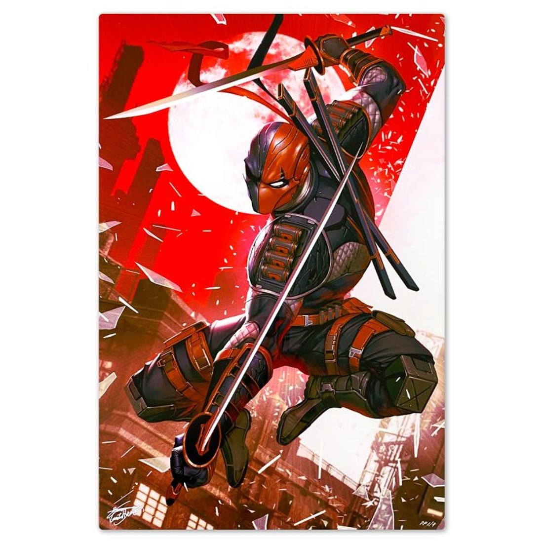 DC Comics & InHyuk Lee, "Deathstroke" Limited Edition on Aluminum, PP Numbered 1/4 and Signed with (1 of 2)