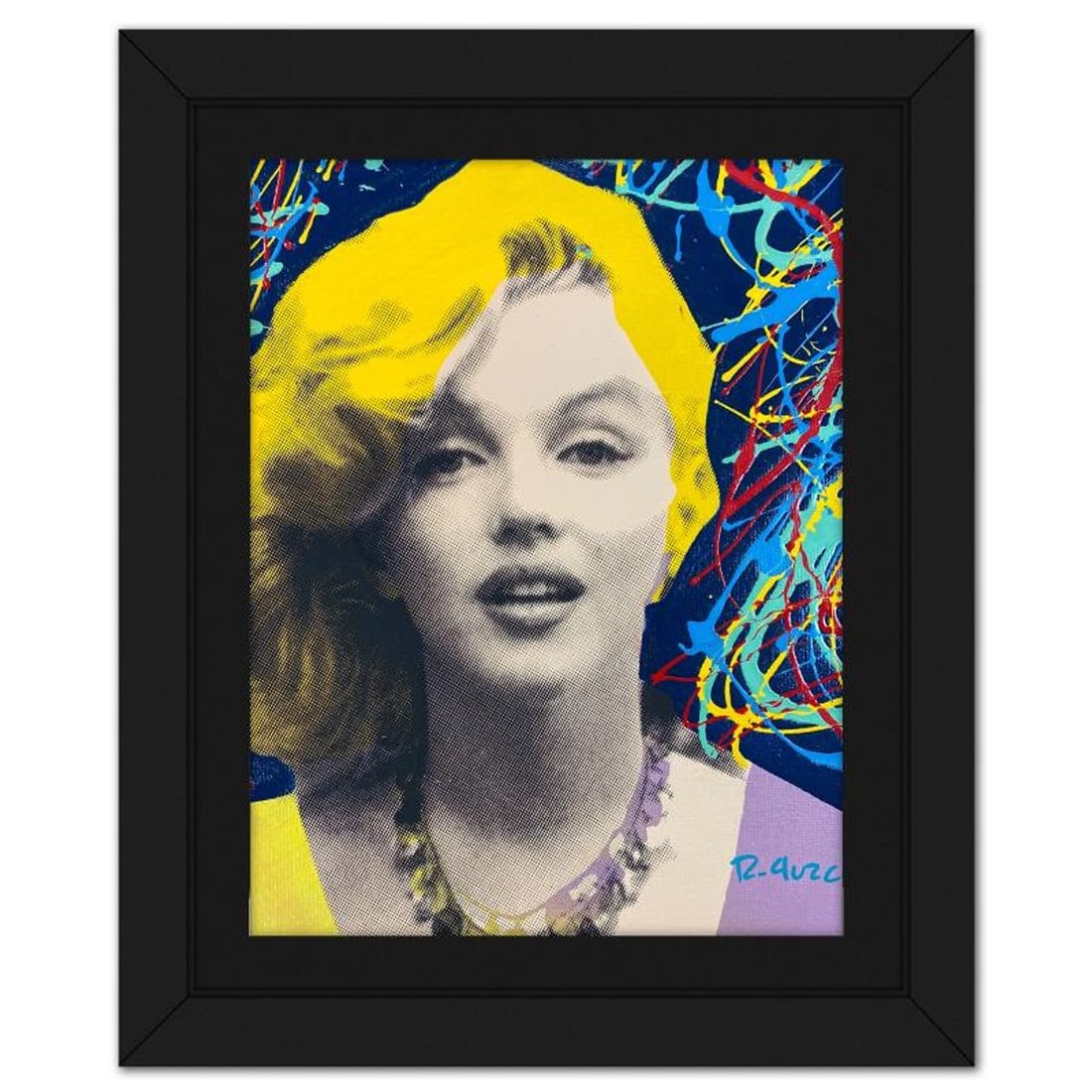 Ringo Daniel Funes, "Young Marilyn in the Park" Framed One-of-a-Kind Mixed Media on Canvas, Hand: Young Marilyn in the Park is a one-of-a-kind hand-pulled mixed media silkscreen on canvas by Ringo (Daniel Funes) - protege of Andy Warhol's apprentice, Steve Kaufman.This piece is hand signed by the