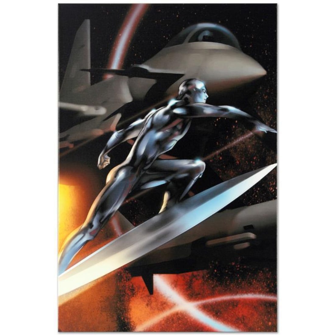 Marvel Comics "Ultimate Fantastic Four #44" Numbered Limited Edition Giclee on Canvas by Pasqual: A piece of comic book history, this limited edition, from original art by Pasqual Ferry, depicts the classic character of the Silver Surfer. Known for his work on Heroes for Hire, Action Comics and