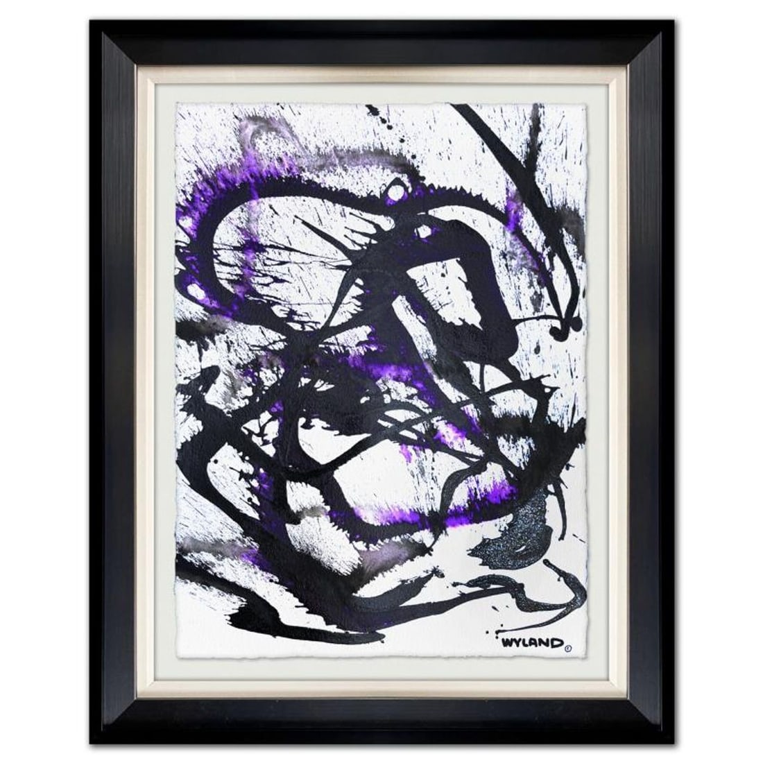 Wyland, "Untitled Abstract" Framed Original Painting on Paper, Hand Signed with Letter of: This is an original watercolor painting on paper by Wyland, hand signed by the artist. This piece comes custom framed. Includes Letter of Authenticity. Measures approximately 38.5" x 31" x (framed), 3