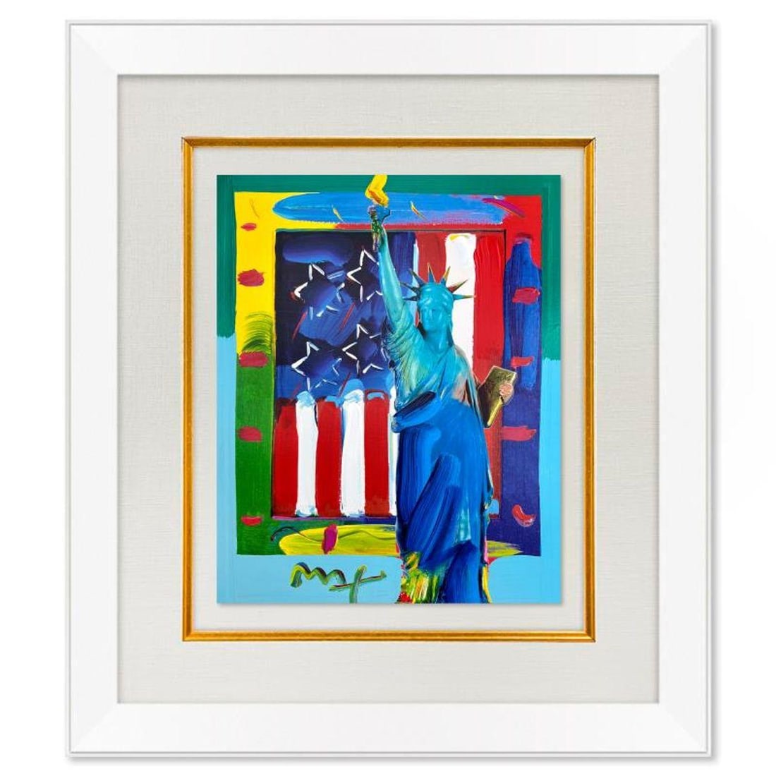 Peter Max, "United We Stand" Framed One-of-a-Kind Mixed Media, Hand Signed with Registration Number (1 of 2)
