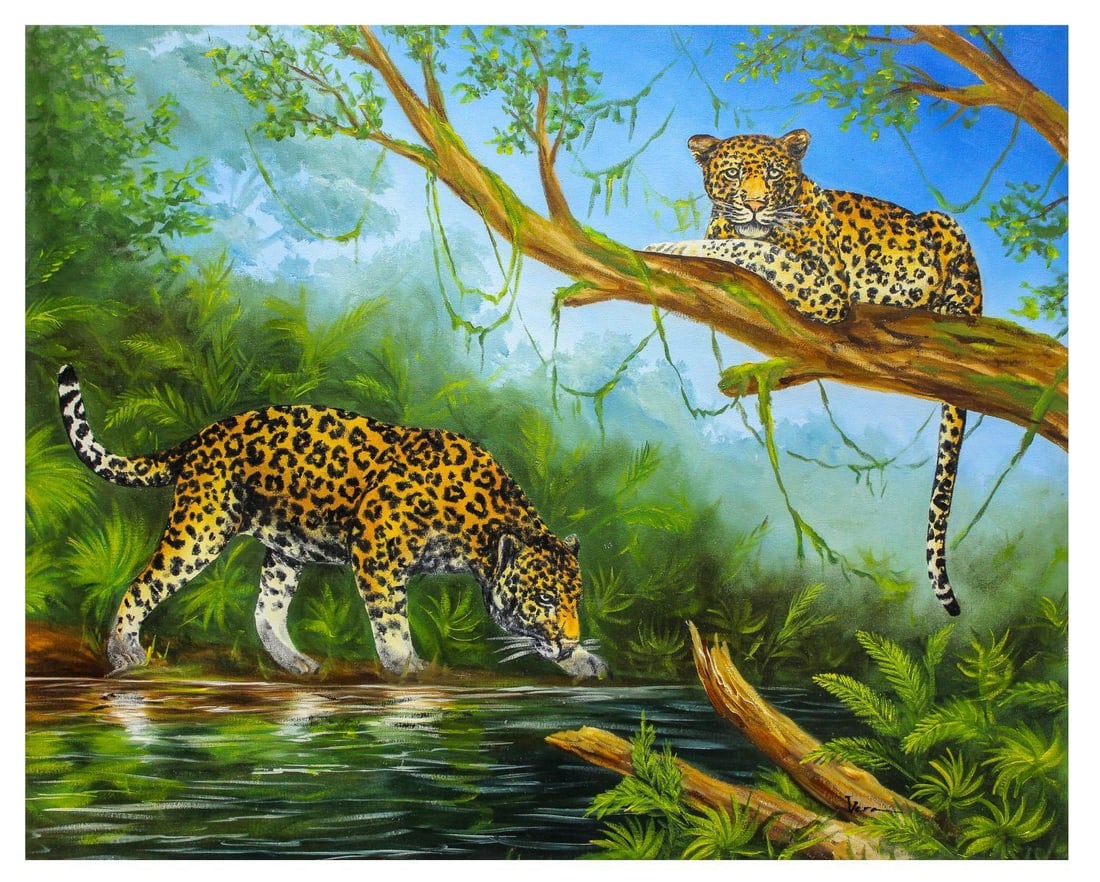 Vera V. Goncharenko- Original Oil on Canvas "Hunt": Artist: Vera V. Goncharenko. Medium: Original Oil on Canvas. Title: Hunt. Size: 24" x 30". Signature: Hand Signed by the artist. Certificate of Authenticity: From the publisher. Reference#: 11612.