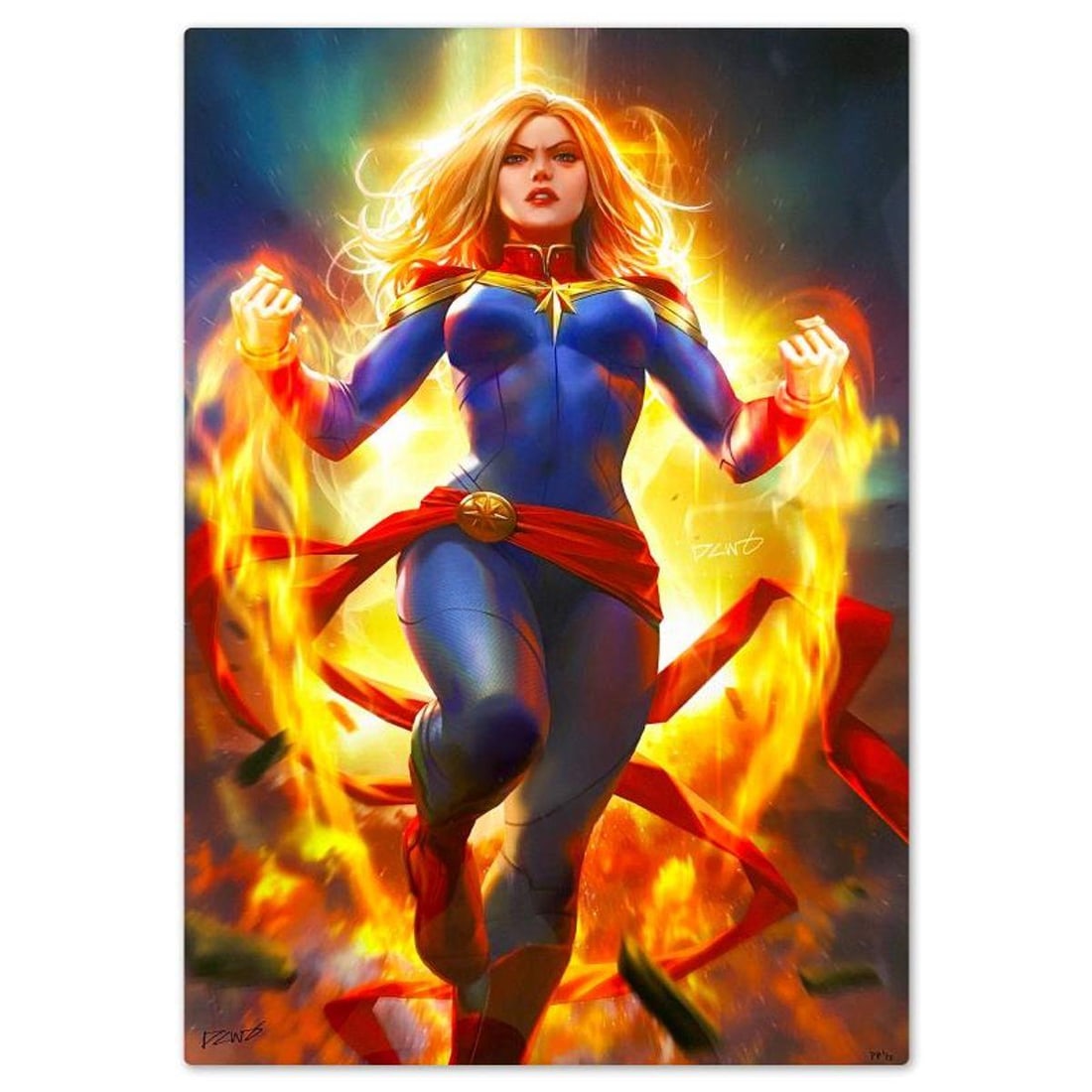 Marvel Comics & Derrick Chew, "Captain Marvel" Limited Edition on Aluminum, PP Numbered 1/2 and (1 of 2)