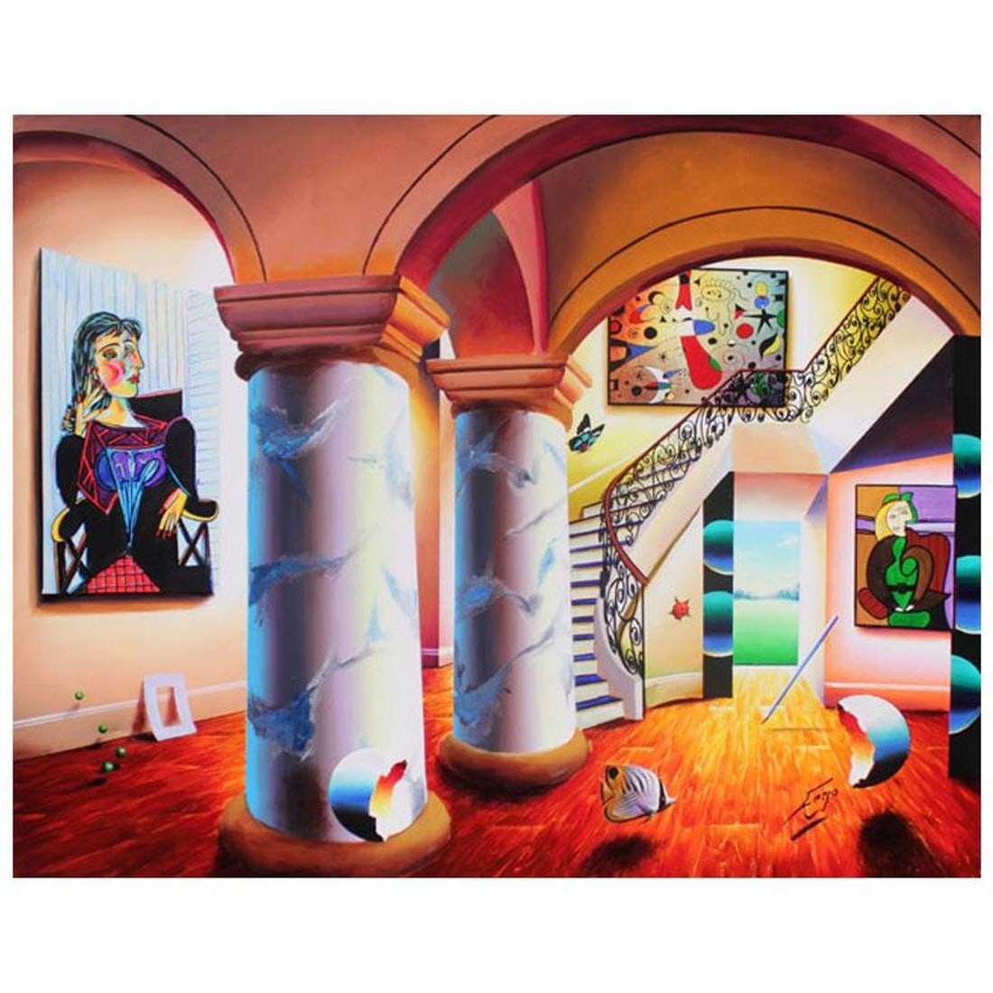 Ferjo, "Majestic Splendor" Original Painting on Canvas, Hand Signed with Letter of Authenticity.: Majestic Splendor is an original painting, oil on stretched canvas, by Ferjo. Hand signed by the artist, this piece was used as the master for a limited edition. The piece comes with a letter of authe