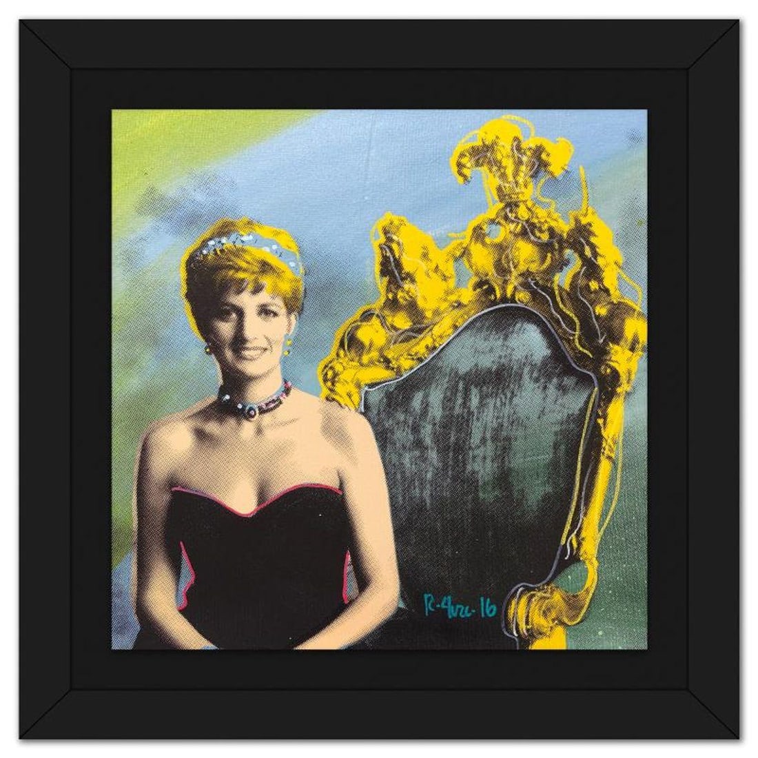 Ringo Daniel Funes, "Princess Diana" Framed One-of-a-Kind Mixed Media on Canvas, Hand Signed with (1 of 3)