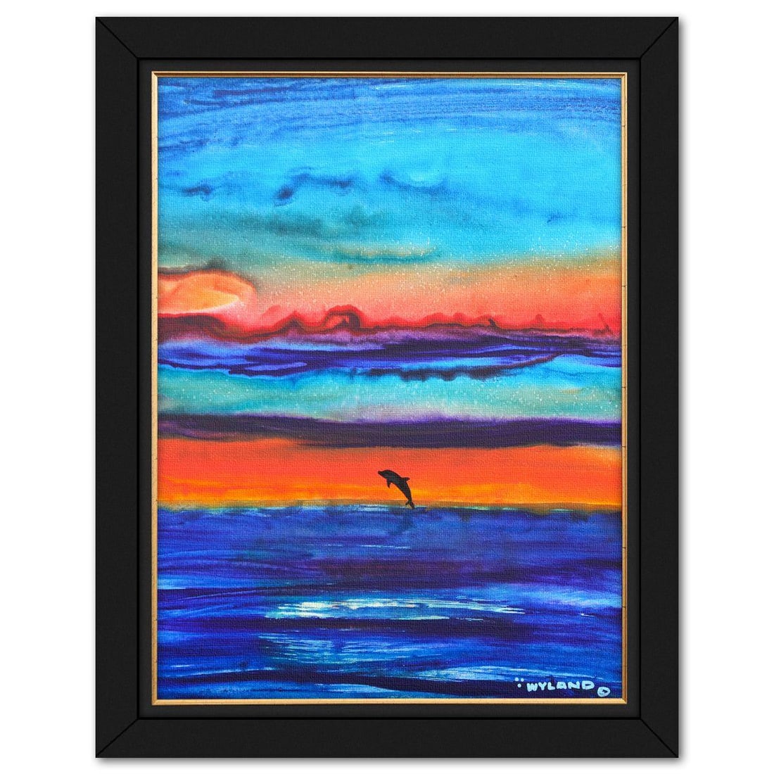 Wyland- Original Painting on Canvas "Abstract": Artist: Wyland. Medium: Original Painting on Canvas. Title: Abstract. Size: 40" x 30". Measures approx. 47" x 37" (framed). Signature: Hand signed. Certificate of Authenticity: Is included.