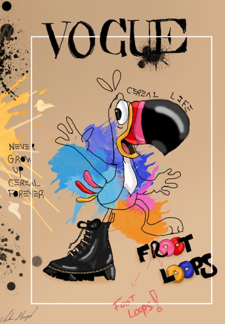 Shani Moyal- Mixed Media on Canvas "Froot Loops": Artist: Shani Moyal. Medium: Mixed Media on Canvas. Title: Froot Loops. Size: 30" x 23". Signature: Hand Signed by the artist. Certificate of Authenticity: Is included. Reference#: 19365.