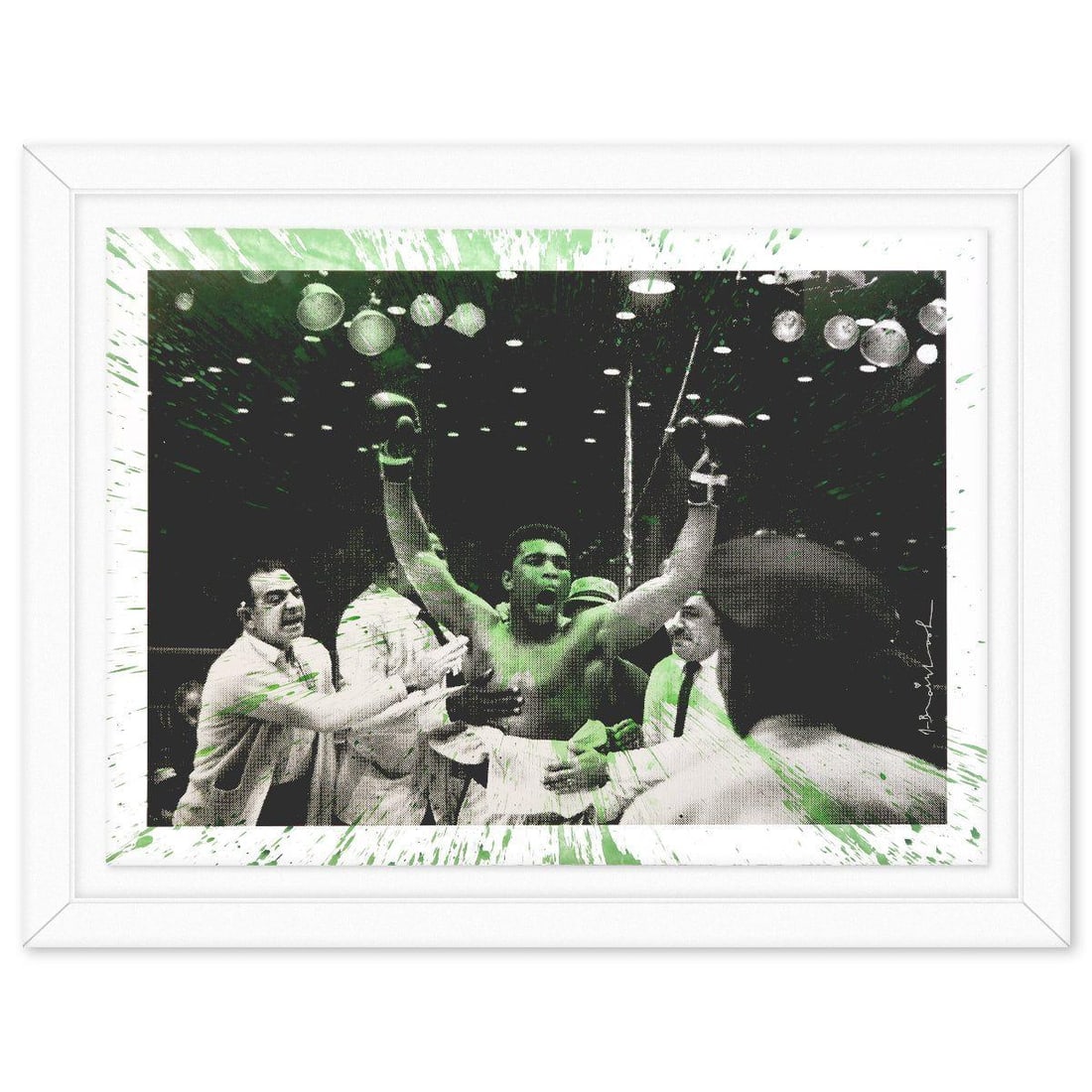 Mr. Brainwash- Silkscreen "Absolute Ali": Artist: Mr. Brainwash. Medium: Silkscreen. Title: Absolute Ali. Size: 36" x 48". Measures approx. 45" x 58" (framed). Signature: Hand signed by the artist. Certificate of Authenticity: Is included.
