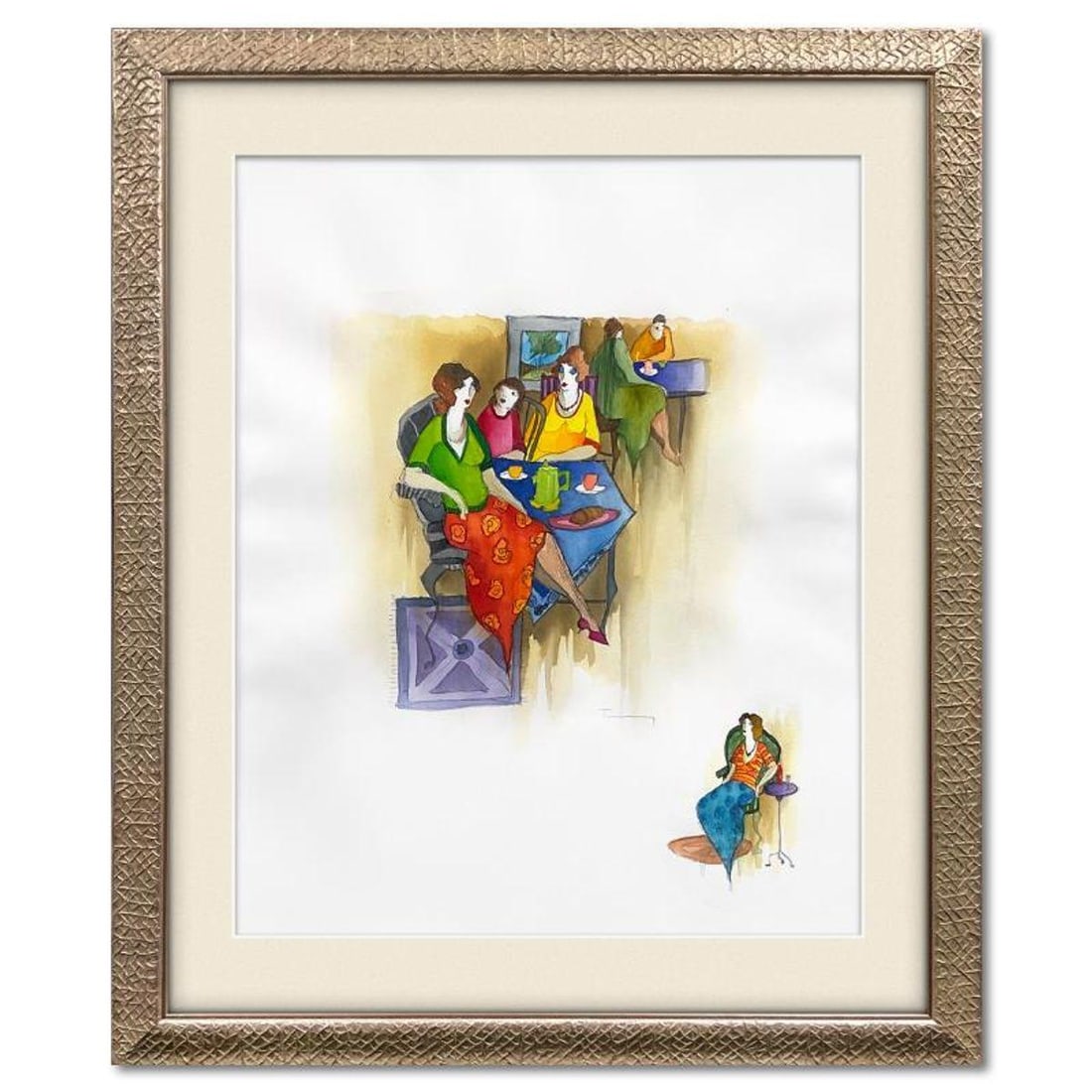 Itzchak Tarkay (1935-2012), Framed Original Mixed Media Watercolor, Hand Signed with Letter of: This is an original mixed media watercolor on paper by Itzchak Tarkay (1935-2012), hand signed by the artist. This piece comes custom framed. Includes Letter of Authenticity. Measures approx. 38.5" x