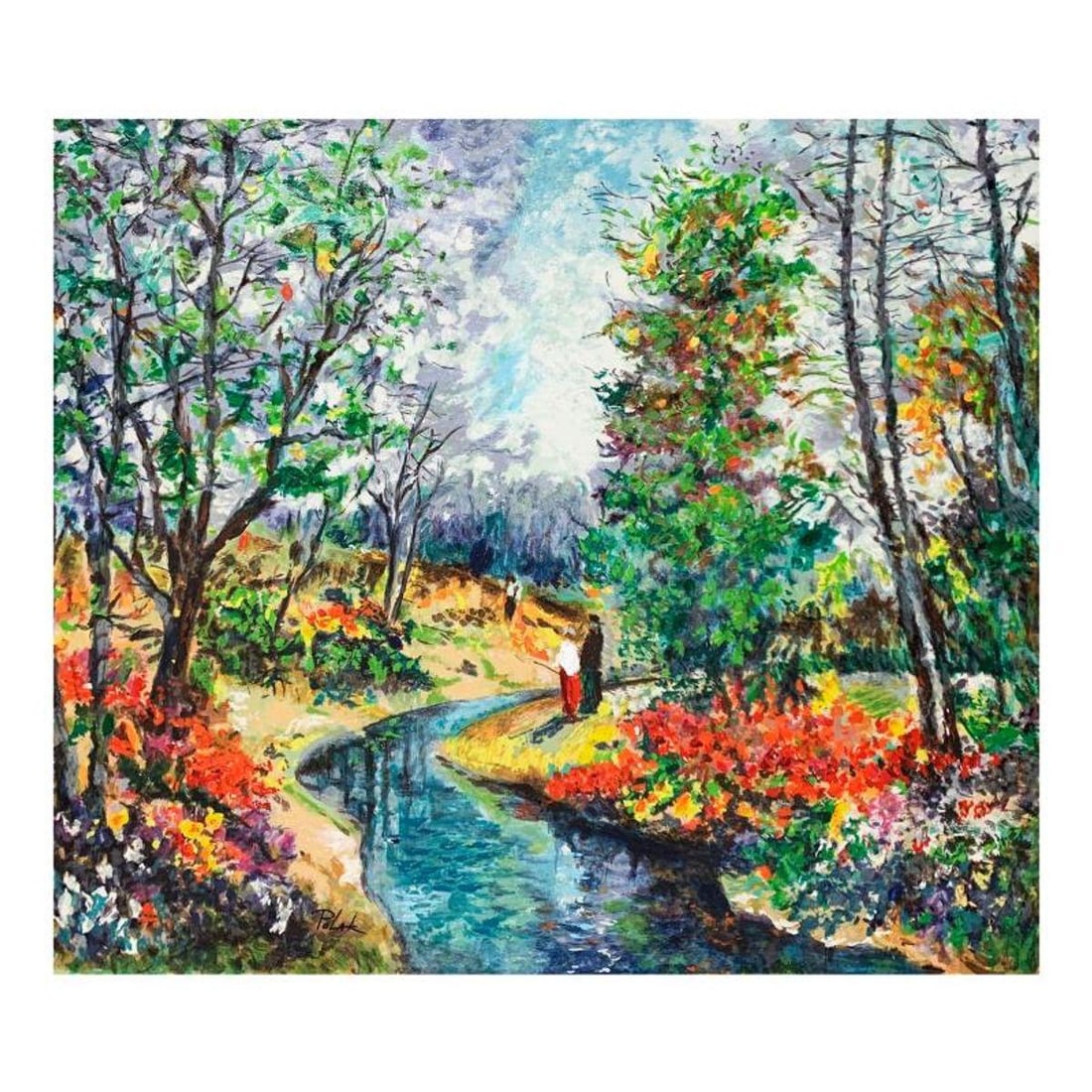 Dimitri Polak (1922-2008), "Autumn Stream" Hand Signed Limited Edition Serigraph on Canvas with: Autumn Stream is a limited edition serigraph on canvas by Dimitri Polak (1922-2008). It is numbered and hand signed and includes a letter of authenticity. Measures approximately 19" x 23" (image).