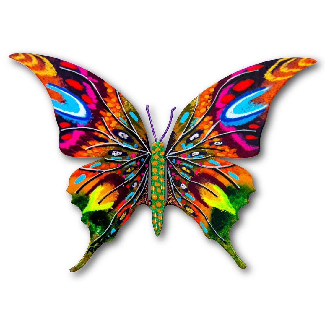 Patricia Govezensky- Original Painting on Cutout Steel "Butterfly": Artist: Patricia Govezensky. Medium: Original Painting on Cutout Steel. Title: Butterfly. Size: 5" x 8". Signature: Hand Signed by the artist. Certificate of Authenticity: Is included. Reference#: