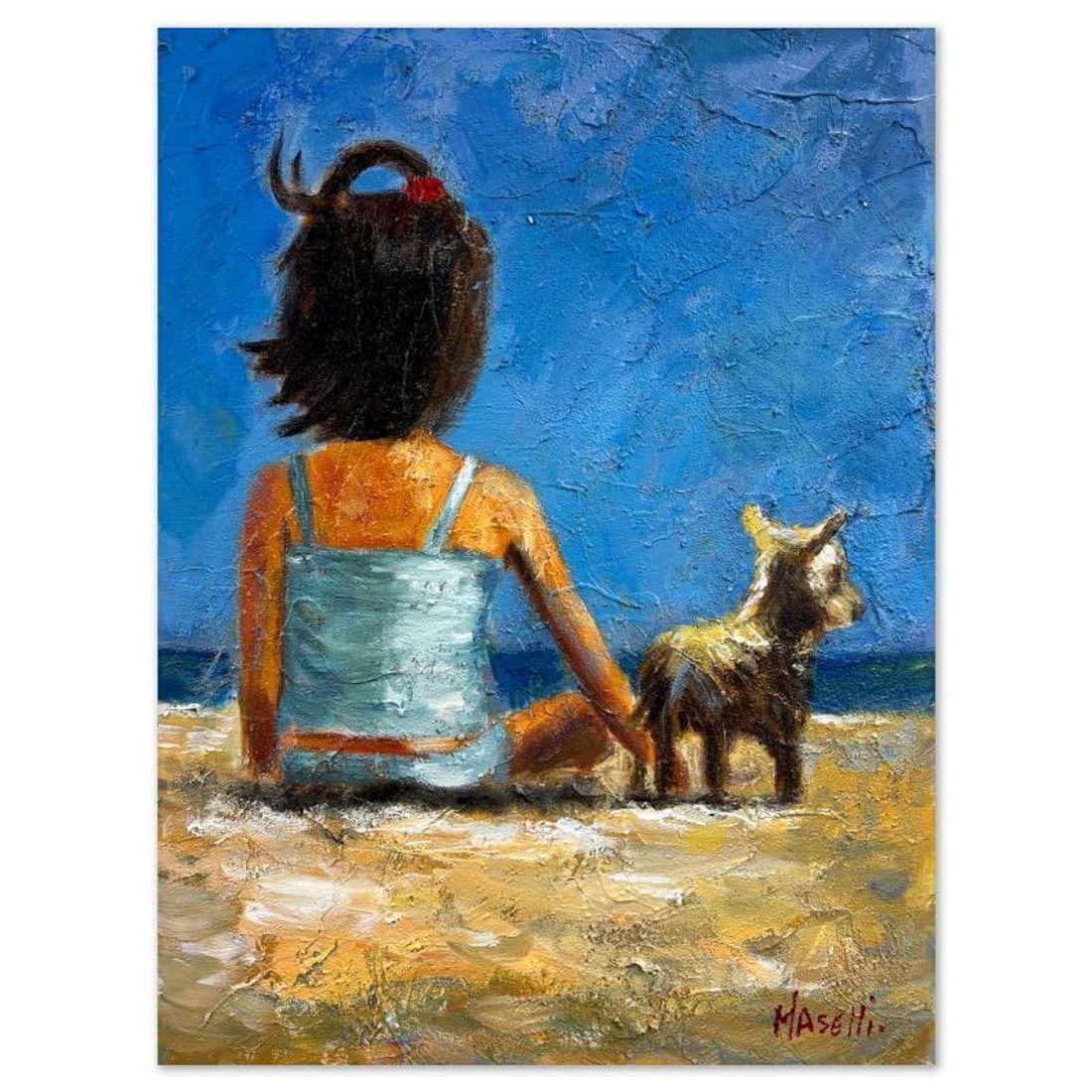Michael Maselli, Original Painting on Canvas, Hand Signed with Letter of Authenticity.: This is an original painting on stretched canvas by Michael Maselli, hand signed by the artist. Includes Letter of Authenticity. Measures approx. 24" x 18" (image). There is a very small chip in the p