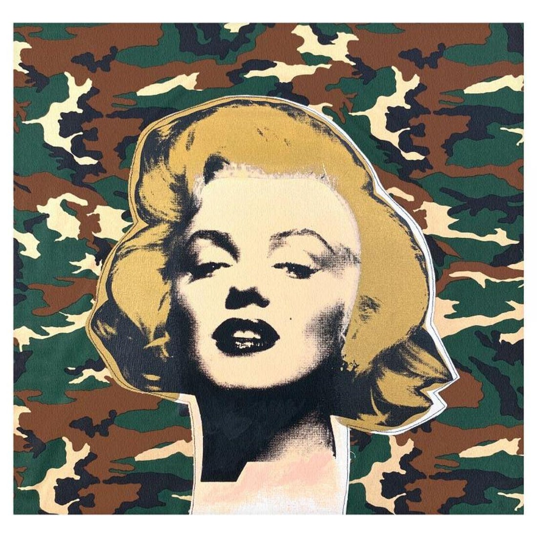 Steve Kaufman (1960-2010), "Marilyn Monroe" Hand Embellished Limited Edition Mixed Media Silkscreen: Marilyn Monroe is a hand embellished limited edition silkscreen mixed media on canvas stitched to fabric backing by Andy Warhol protege, Steve Kaufman (1960-2010). This piece is CP numbered 10/50 and