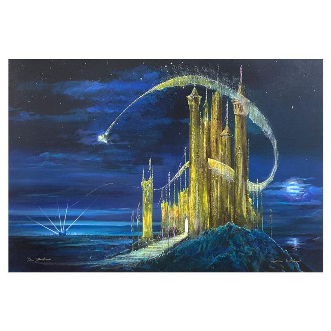 Peter (1913-2007) & Harrison Ellenshaw, "Gold Castle" Limited Edition Proof on Canvas from Disney: Gold Castle is a limited edition proof giclee on canvas by Peter (1913-2007) and Harrison Ellenshaw, numbered and hand signed by the artists. This piece is licensed by Disney Fine Art. Includes