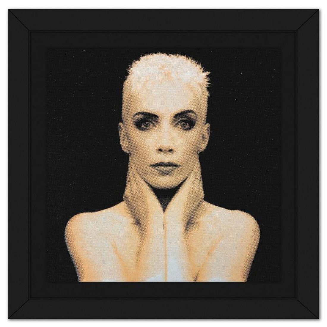 Steve Kaufman (1960-2010), "Annie Lennox" Framed Hand Pulled Limited Edition Silscreen, Numbered PP: Annie Lennox is a hand pulled limited edition silkscreen on canvas by Andy Warhol protege, Steve Kaufman (1960-2010), numbered PP 8/50 inverso and hand signed by the artist. This piece comes custom