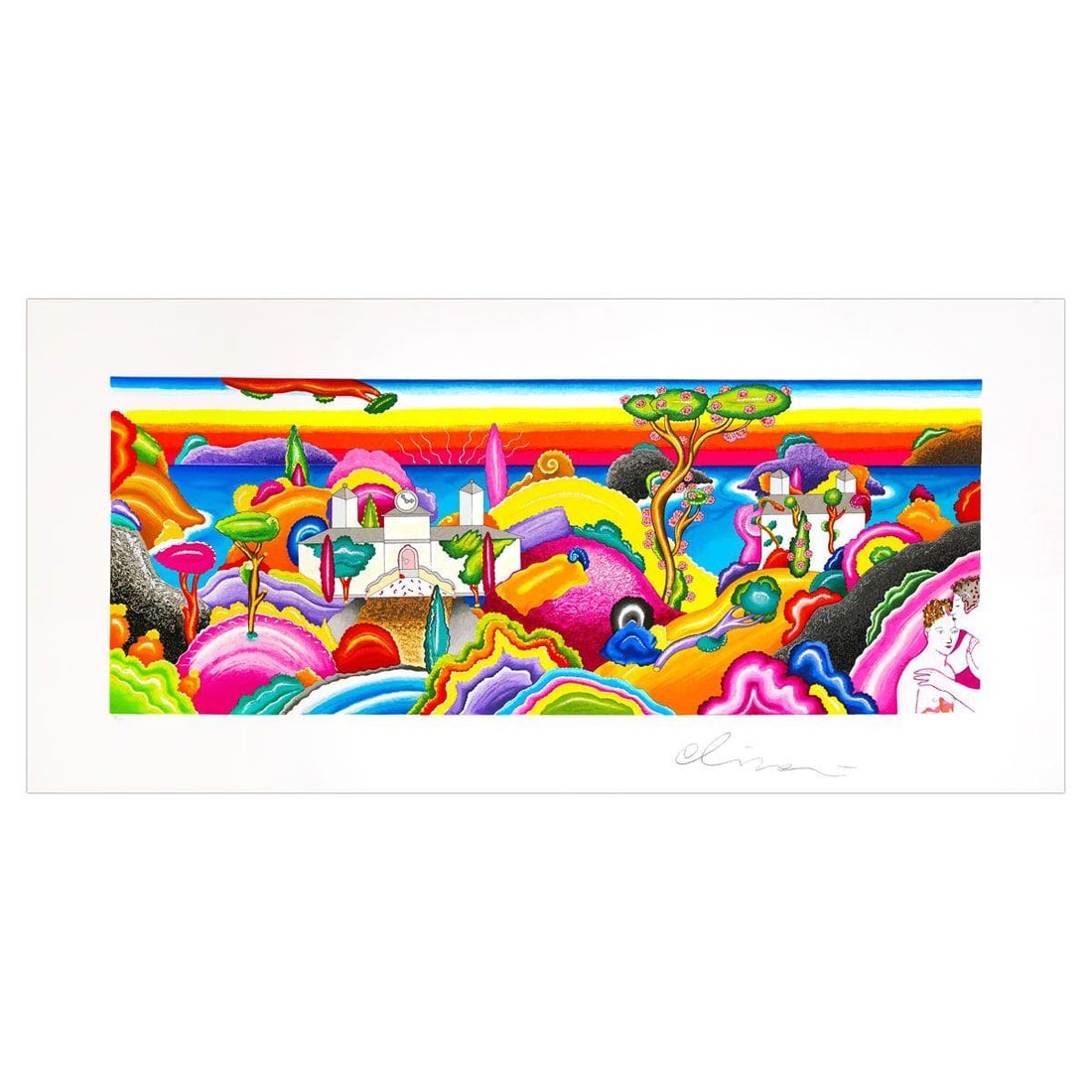Luca Alinari- SIlkscreen on Paper "Mare Nostro Con Figure": Artist: Luca Alinari. Medium: SIlkscreen on Paper. Title: Mare Nostro Con Figure. Size: 16" x 39". Signature: Hand Signed and numbered. Certificate of Authenticity: Is included. Additional: Edition